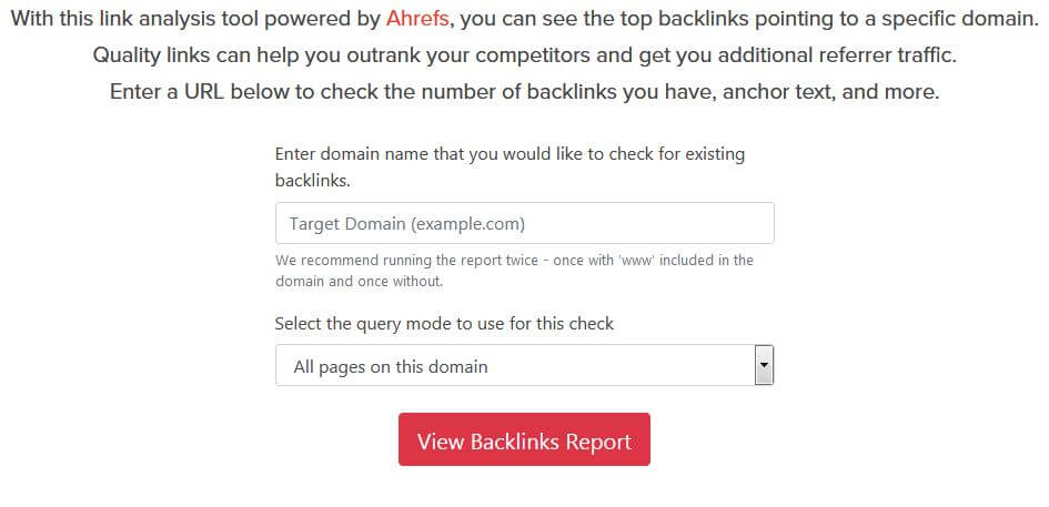 The Hoth backlink checker tool